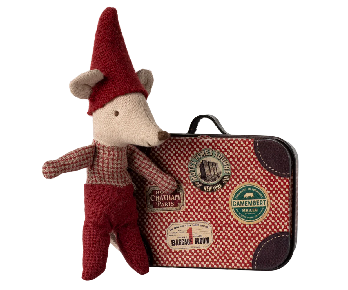 Maileg | Christmas Mouse Baby in Suitcase